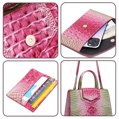 Image of Makcr Joacbv Women Embossed Pattern Satchel Handbags Wallet 3 pcs Set Crossbody Tote Top Handle Vegan Leather Ladies Bag | Embossed Pattern