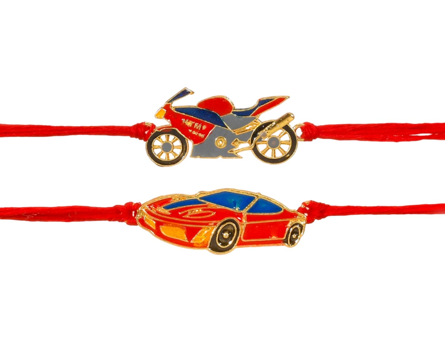 kizzi Red Car Bike Rakhi Bracelet with Greeting Card Combo for Unisex Adult (Set of 2)-picture-10