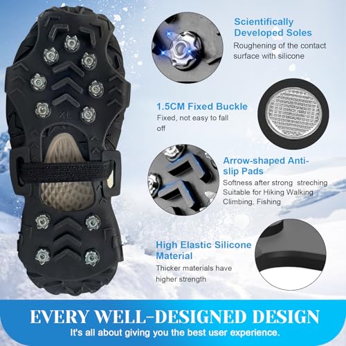 Schuhspikes Ice Schuhkrallen Eisspikes, Steigeisen für Bergschuhe, Schnee-Grip-Stollen über Schuh, Schuhkrallen Anti-Rutsch Schuhspikes für Walking, Joggen, Klettern und Wander (M)