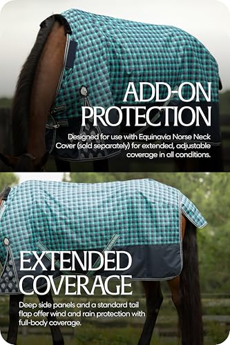 Image of Equinavia Norse Horse Blanket Waterproof, Dry, Lightweight Turnout Blanket | Breathable Turnout Horse Sheets for Real Horses for Wet Mild Weather Use, Durable, No Fill Rain Protection, Outdoor Coverage