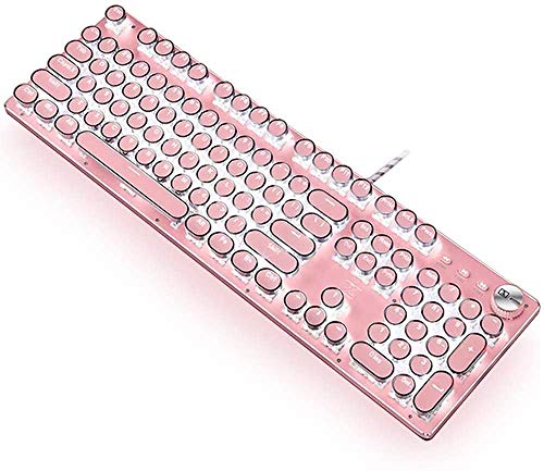 Preisvergleich Produktbild Mechanische gaming tastatur, mechanische tastatur grün achse punk retro, blau schalter, weiß hintergrundbeleuchtung, USB kabel, sehr geeignet für PC desktop computer (runde tastenkappen)