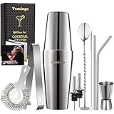 [Hochwertige Qualität] Dieses Cocktail Set besteht aus Premium Edelstahl mit hochwertiger Qualität. Die Shaker lassen sich mit den Händen einfach reinigen und sind auch spülmaschinenfest.