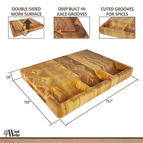 Wood Wedge, Premium Kitchen Board (15.7X11.8X1.6 In) Grain Cutting Board, Ash Wooden Cutting Board, Butcher Block, Chopping Board - Reversible Multipurpose For Kitchen With Juice Groove #TOP3