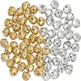 JCKD 100 Stück kleine Glöckchen, 12 mm Mini-Metallglöckchen, Klingelglöckchen, geeignet für Schmuckherstellung, Weihnachtsdekoration, Geschenkverzierung, DIY-Bastelprojekte für Festtage (Gold/Silber)