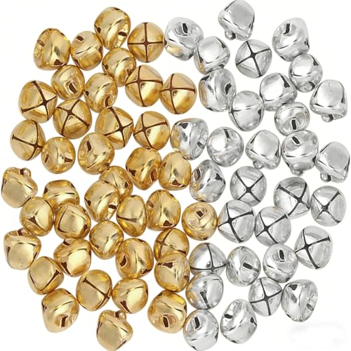 JCKD 100 pièces Petites clochettes, Mini-clochettes métalliques de 12 mm, idéales pour la Fabrication de Bijoux, Les décorations de Noël, la décoration de Cadeaux et Les décorations de fête DIY
