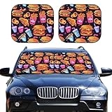 Delerain Neon Burgers Car Windshield Sun Shade, Auto Foldable 2-Piece Sunshade for Most Car SUV Truck - Sun Visor Protector Blocks UV Rays Keeps Your Vehicle Cool, Large