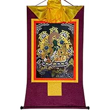 thangka, Tibetan thangka,thangka Painting,Buddhist Tapestry,Green Tara,Khadiravani,Jetsun Dolma, Tibetan Thangka Painting Art,Buddhist Thangka Brocade,Buddha Tapestry with Scroll,Black Type Color
