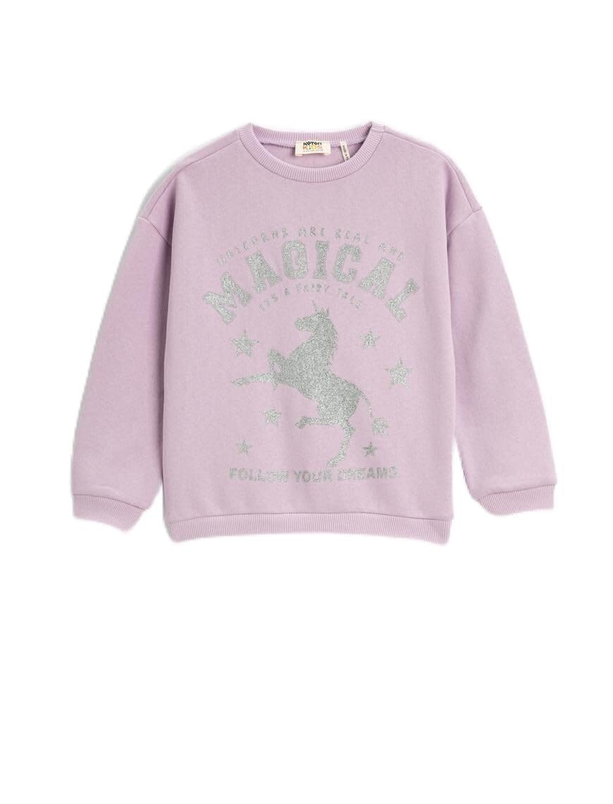 Sweatshirt Şardonlu Bisiklet Yaka Baskılı