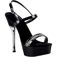 14CM/5.51IN Women's Sexy Solid Color Stiletto Heels Open Toe Platform Buckle Strappy High Heels Sandals Court Shoes Pole Dancer Stripper Party Sandals,Black,13