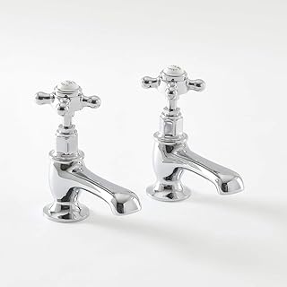 Milano Elizabeth - Traditional Basin Pillar Taps Crosshead Handles - Chrome White