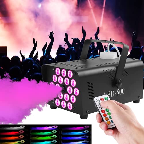 Upstartech 500W Fog Machine With 13 Colorful Lights Effect And18 Led Light, Portable Smoke Machine 2000Cfm Fog With 2 Wireless Remote Control, Automatic Outdoor Fog Machine Parties Wedding Halloween #TOP13