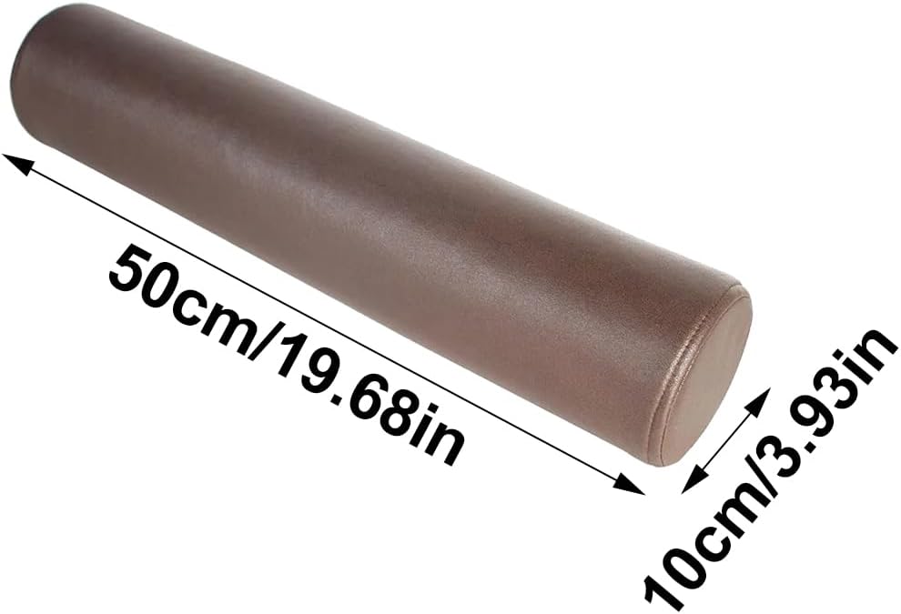 Long Cylindrical Pillow, Removable Adjustable Washable Soft Supportive Waterproof Round Body Pillow for Home Office, 19.68x3.93 Inch, Coffee