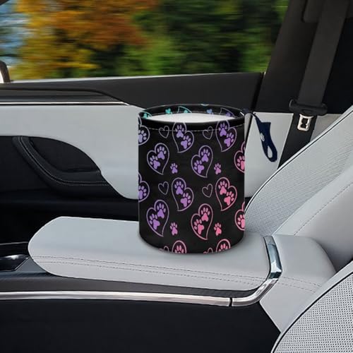 Image of Dog Paw Car Trash Can Seat for Car Front Seat, Back Seat, Floor, Headrest, Rubbish Bin Car Accessories Interior Universal Cute Collapsible Trash Can Easy to Clean
