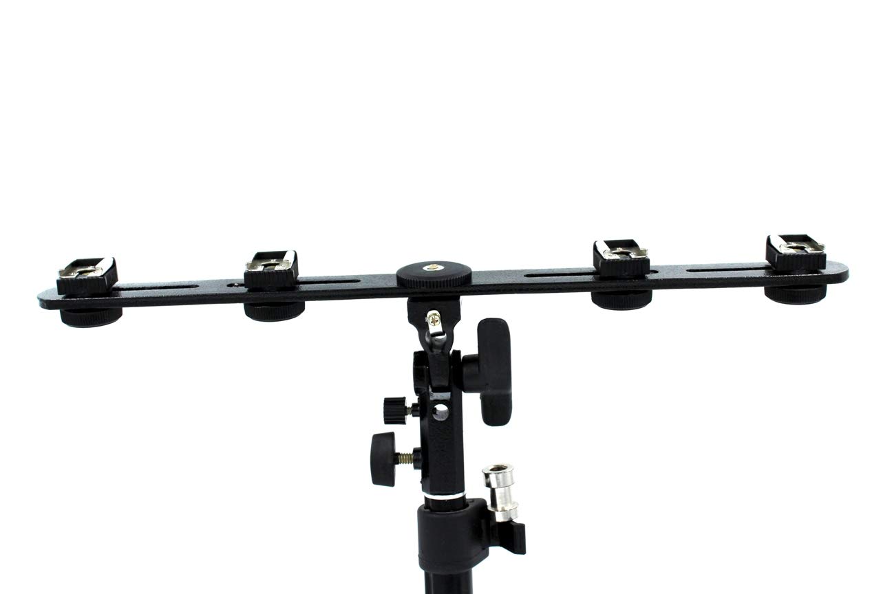 SHOPEE Branded S4 Universal Adjustable Four Flash Bracket Quad Four Hot Shoe Swivel Speedlight Stand Umbrella Holder Light Stand Bracket Mount 1/4" to 3/8'' for Studio Video DSLR Camera-image-23