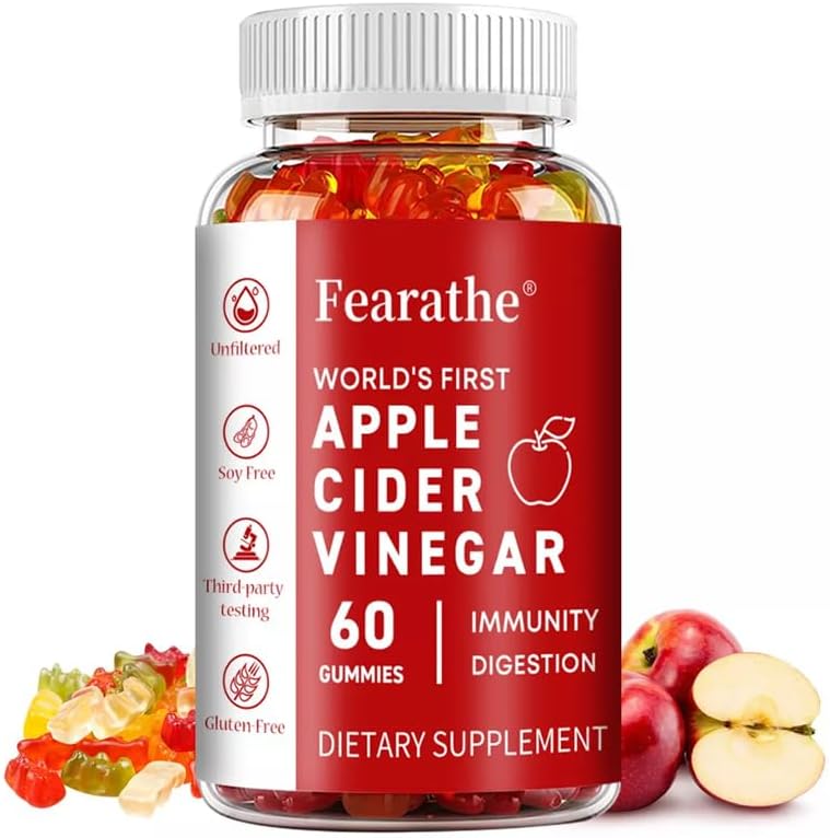 Appelciderazijn (60 gummies) voor gewichtsverlies, detox, reiniging, spijsvertering en darmgezondheid
