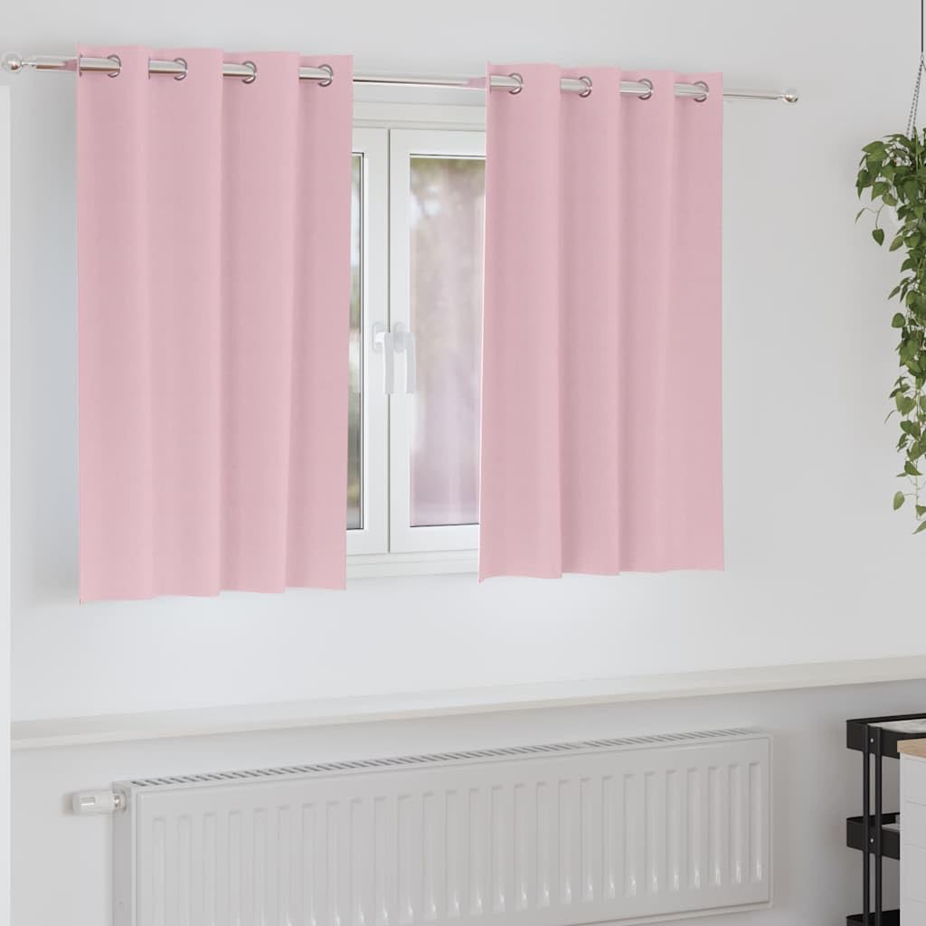 Rideau occultant avec anneaux bloquant la lumière et brise-vue thermique rose 140x140