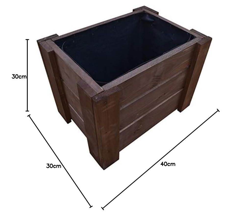FKL DESIGN Home Deco D24 Jardinera de Madera Jardinera para terraza de jardín Lista para Montar (40 cm x 30 cm 30 cm, Palisandro)