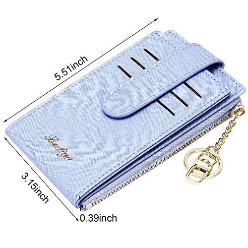 Image of Badiya Slim Women Wallet RFID Blocking Bifold Compact 9 Card Slots Holder Wallets Soft Leather with Zipper Coin Pocket 2 ID Window