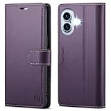 FLIPALM Wallet Case for iPhone 16 Plus 6.7', RFID Blocking Credit Card Holder, PU Leather Folio Flip Kickstand Protective Shockproof Cover for Apple 16 Plus (Purple)