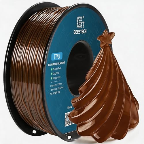 Image of Geeetech TPU Filament 1.75mm, Shore 95A - Flexible 3D Printer Filament with High Elasticity, 1KG (2.2lbs) Spool, Dimensional Accuracy ±0.03mm, Fits Most FDM Printers (Clear Brown)