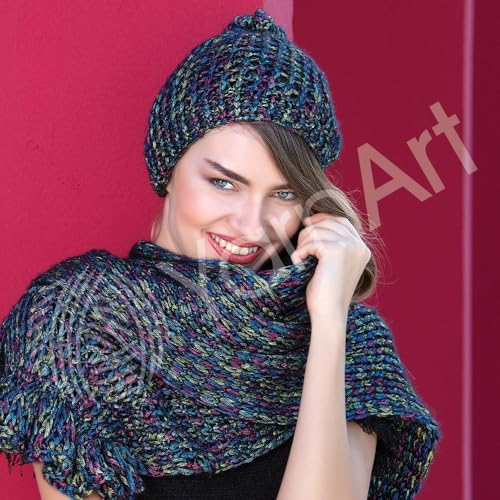 Image of YarnArt Melody Variegated Chainette - Metallic Sheen Fiber for Knitting, Crochet & Embroidery, 100g (3.5 oz) Skein, 230m (251 yd), Premium Blend of 70% Polyamide 21% Acrylic 9% Wool (909)