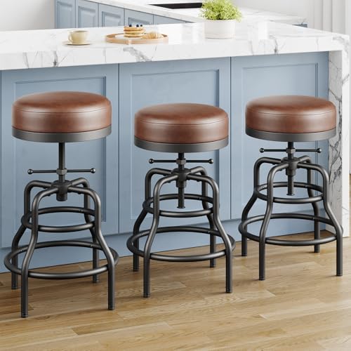 Raynesys Industrial Swivel Bar Stools Set of 3