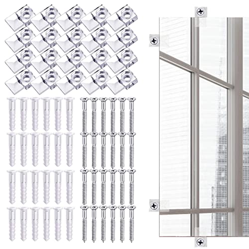 smashing Clip Porta Specchio - Portaspecchi Trasparenti per pareti,20 Set di Accessori per Montaggio del Kit di Sospensione Specchio per Fissaggio di Ante in Vetro e finestre