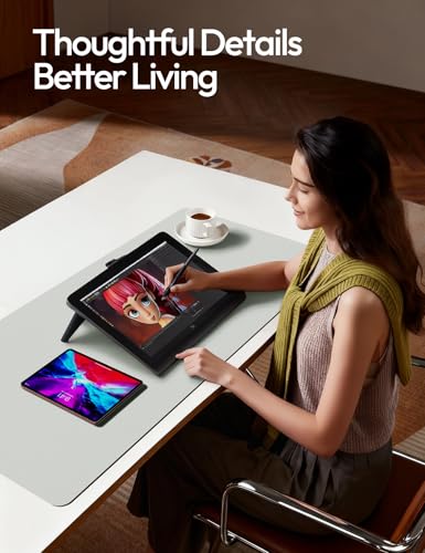 Image of YSAGi Leather Desk Pad Protector, Office Desk Mat, Large Mouse Pad, Non-Slip PU Leather Desk Blotter, Laptop Desk Pad, Waterproof Desk Writing Pad for Office and Home (Light Grey, 23.6 inch x 13.8 inch)