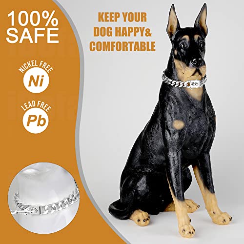Dog Chain Collars Cuban Link Dog Collar 12mm with Dog Tag Buckle Silver Cuban Link Collar Stainless Steel Dog Chain Collars for Puppy Small Medium Large Dogs14  Cucciolini Doodles Dog chain collars cuban link dog collar 12mm with dog tag buckle silver cuban link collar stainless steel dog chain collars for puppy small medium large dogs14   cucciolini doodles