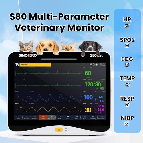 Image of Veterinary Monitor 10.1'' Multi-Parameter Touch Screen Pet Monitor for Cat, Dog,Cow,Pig,Horse and Other Animals (Standard Size)