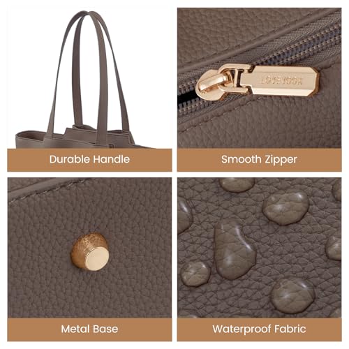 Image of LOVEVOOK Laptop Tote for Women - 15.6 Inch Faux Leather Laptop Bag with Clutch, Large Capacity Office Purse Computer