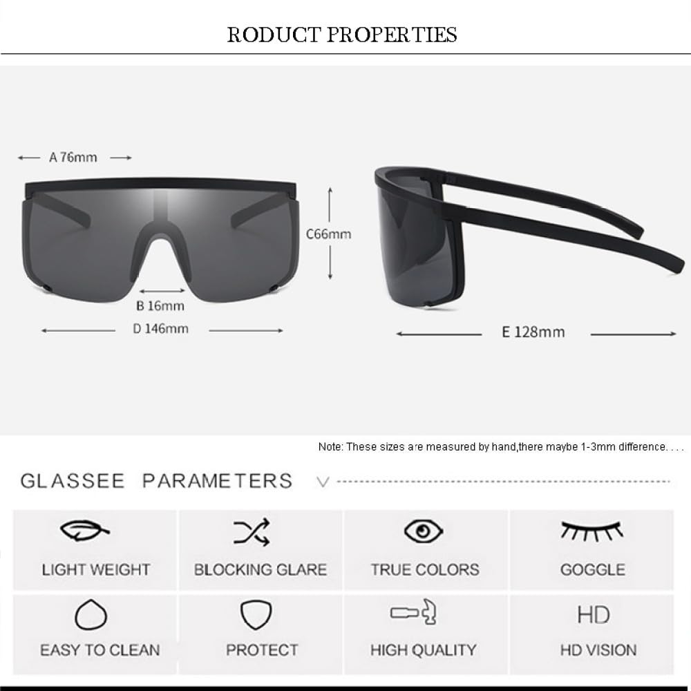 Sonnenbrille für Herren, Übergröße, Schild, Halbrahmen, Sonnenbrille für Damen, Schutzbrille, UV400