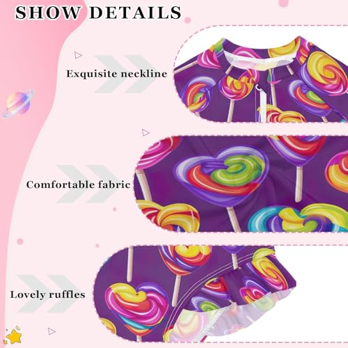 Kawaii Heart Lollipop Girls Long Sleeve Swimsuit UPF 50+ Rashguard Swimwear One Piece Bathing Suit 212203573