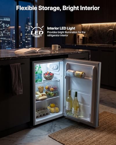 Image of Upstreman 2.5 Cu.Ft All-Refrigerator Mini Fridge, Single Door Small Refrigerator, Dorm Fridge with 7 Adjustable Thermostat, Compact Refrigerator for Office, Bedroom or Dorm, Silver-CR26