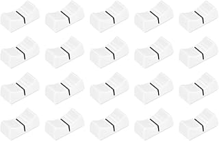 sourcing map 24mmx11mmx10mm Console Mixer Slider Fader Knobs Replacement for Potentiometer White Knob Black Mark 20pcs
