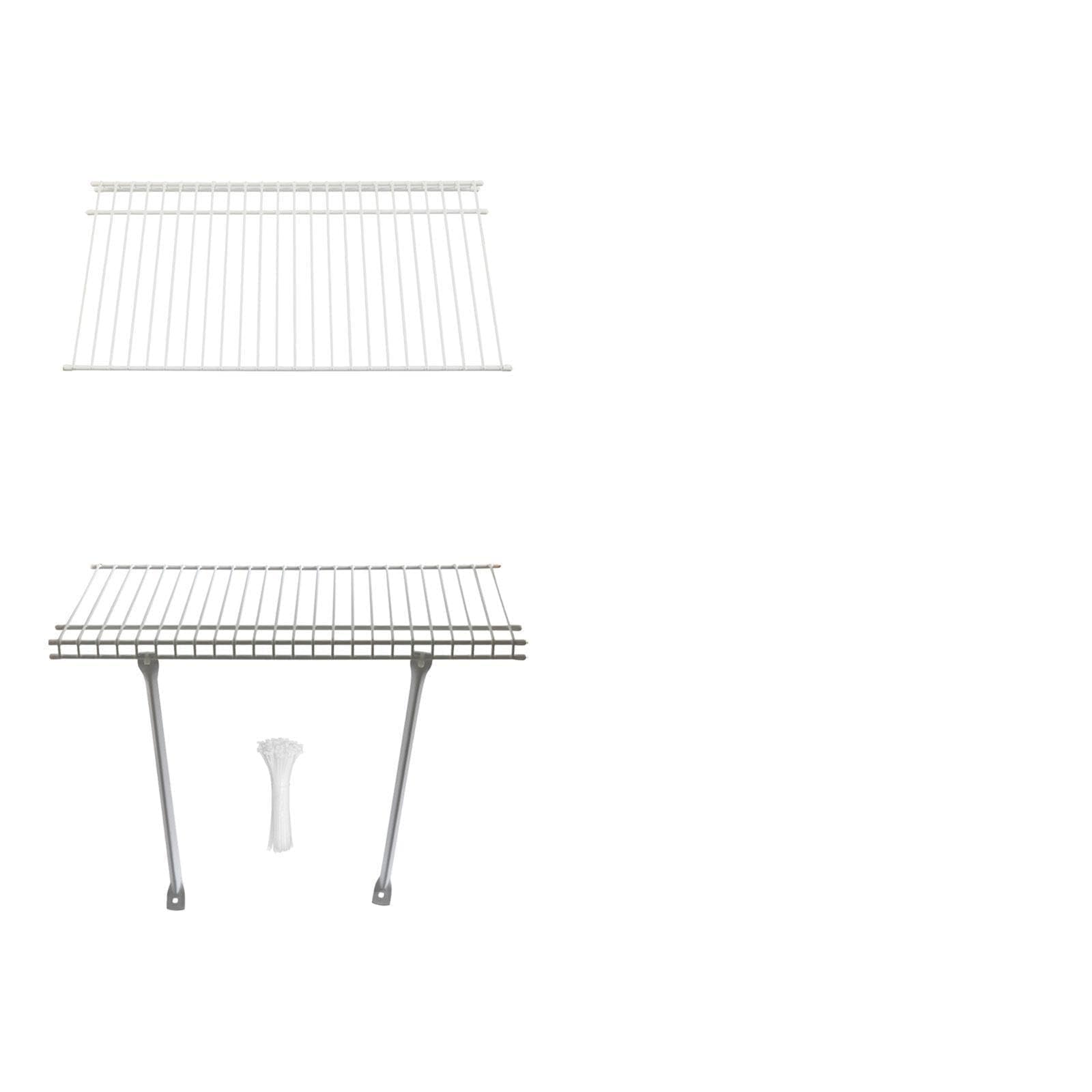 Wire Shelf Utility White Wire Shelving for Laundry Supermarket Basement Without Brackets-image-30
