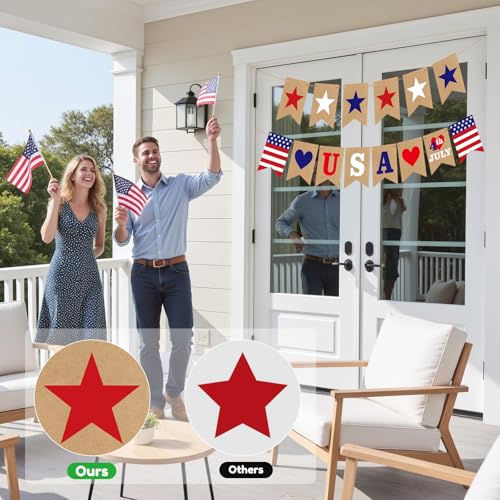 Image of 4th of July Banner Decorations, Fourth of July Patriotic Banner Decorations, Red White and Blue Decor for Independence Day, Home Party Mantel Fireplace Supplies