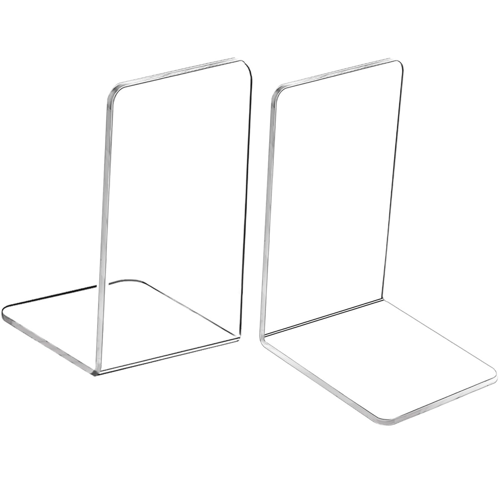 Mgood Book Ends, 2 Pieces Book Ends for Shelves, Clear Acrylic Bookends, Decorative Bookends, Unique Designs Book Stopper for Home, Office, Library