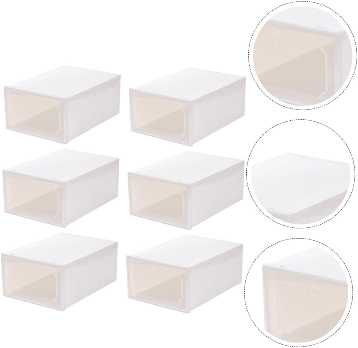 Garneck Large Plastic Shoe Storage Boxes, 6pcs Stackable Drawer-type Shoe Organizer Set with Flip Lid, Thickened Sturdy Design for Women’s Sneakers and Boots, Home Closet Storage