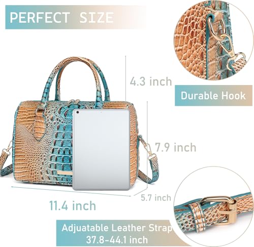Image of Makcr Joacbv Top-Handle Crocodile Purses For Women Crossbody Leather Bags Trendy Large Capacity Tote with Shoulder Strap