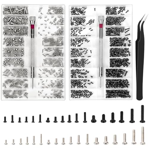 XIATIAN 1000 Pièces Kit de Vis de Réparation Minuscule Micro, M1.2 M1.4 M2 Micro Vis de...
