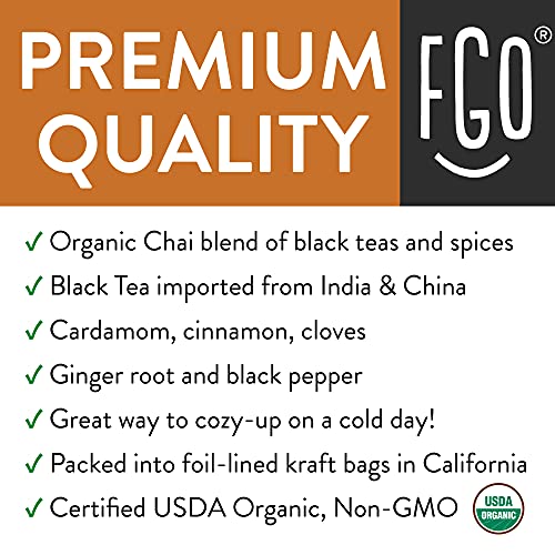 Fgo Organic Chai Loose Leaf Tea, Resealable Kraft Bag, 16Oz/453G #TOP1