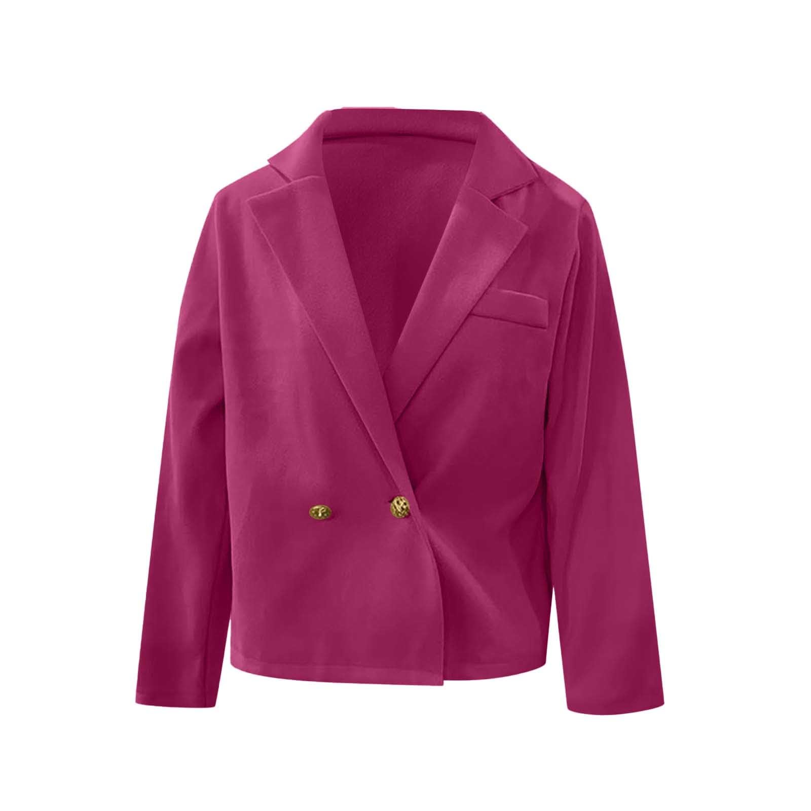 Genérico Americana Mujer de Lana Mezcla, Blazer Casual con Solapa y Botones, Chaqueta de Traje Elegante de Color Liso para Otoño, Invierno y Oficina