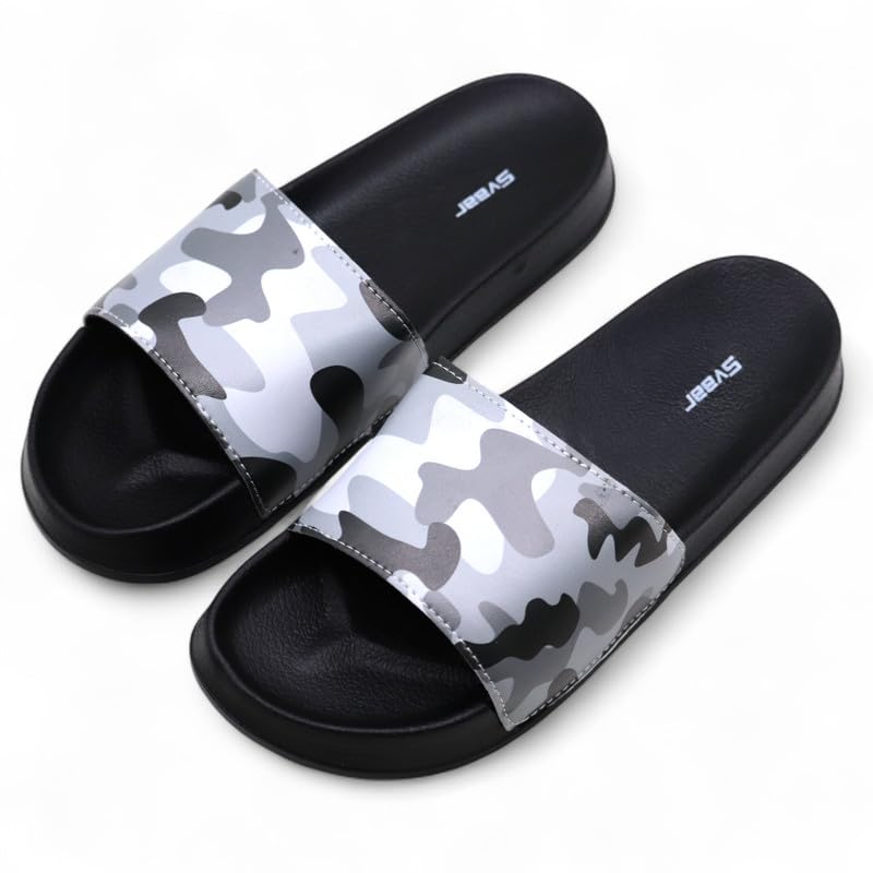 SVAAR Men’s Camouflage Printed Slides | Soft Cushioned Slip-On Slippers for Casual, Indoor & Outdoor Use
