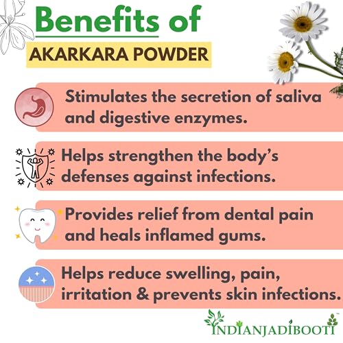 Image of IndianJadiBooti Pure Akarkara Powder (Pellitory Root) | Traditional Botanical for Oral Harmony, Vocal Clarity & Nervine Vitality, 400 Grams | Pack Of 2