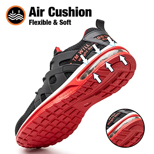 Kezhiho Steel Toe Shoes for Men Women Air Cushion Lightweight Work Shoes Comfortable Breathable Puncture Proof Slip Resistant Sneakers Indestructible Construction Industrial Safety Shoes3
