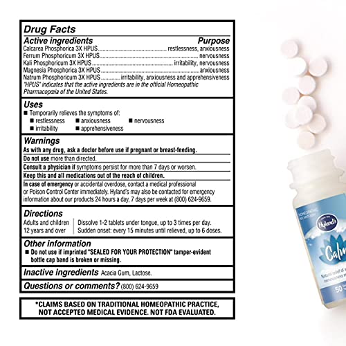 Hyland's Naturals Calm Tablets, Stress Relief Supplement, Natural Relief Of Anxiousness, Nervousness, And Irritability, 50 Count - Image 7