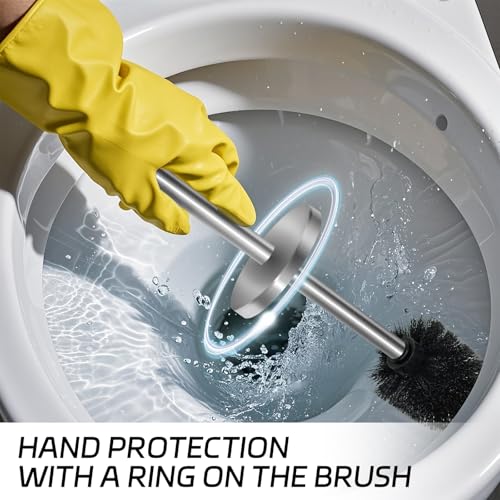 Image of Stainless Steel Toilet Brush with Holder Set for Bathroom Storage and Organization Toilet Bowl Cleaner Brush and Holder (1, Silver)