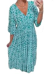 Lake Blue Floral 3/4 Sleeve Dress