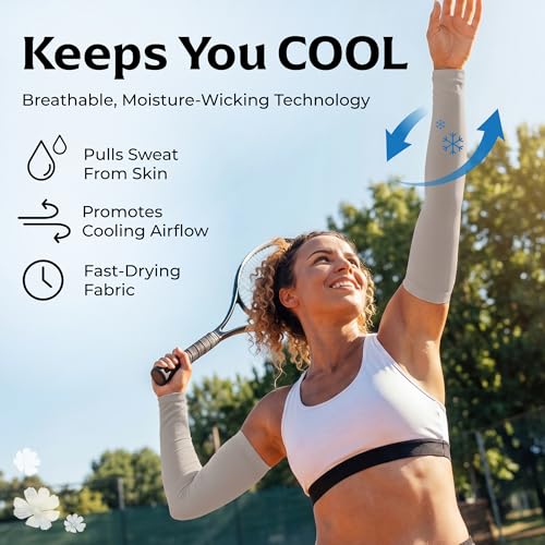 Image of SportsTrail Cooling Arm Sleeves for Men & Women - Breathable, UV Sun Protection, Sports Arm Sleeves for Women, Men & Youth